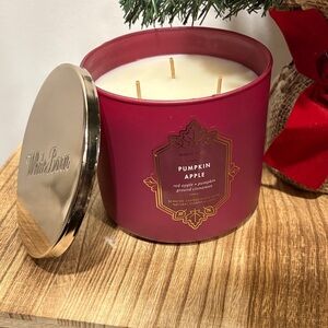 White Barn Red Apple Pumpkin 3-wick Candle-NEVER USED